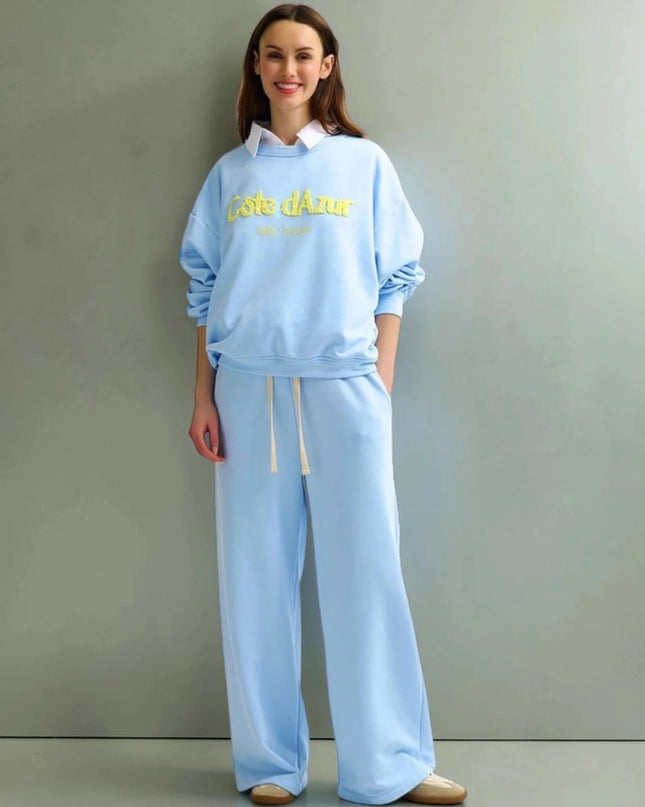 Côte d’Azur Sweatpants & Sweatshirt in Pastellblau