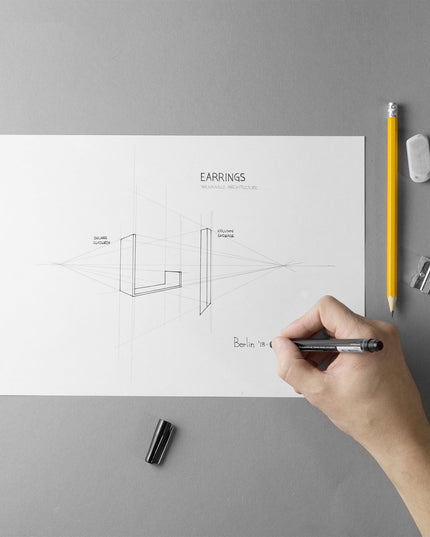 COLUMN EARRINGS | Grey Concrete Minimal Design-4