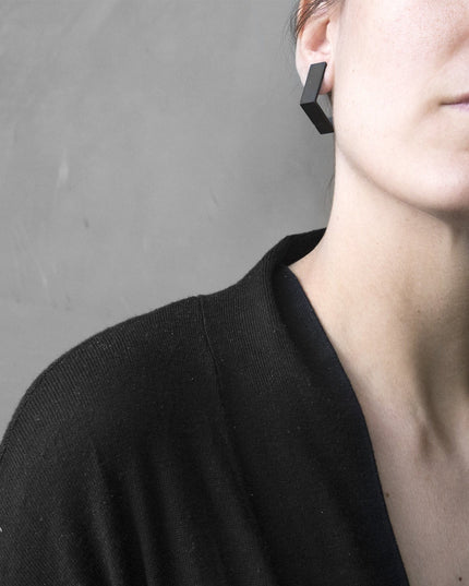 SQUARE EARRINGS | Black Concrete Geometric Design-1