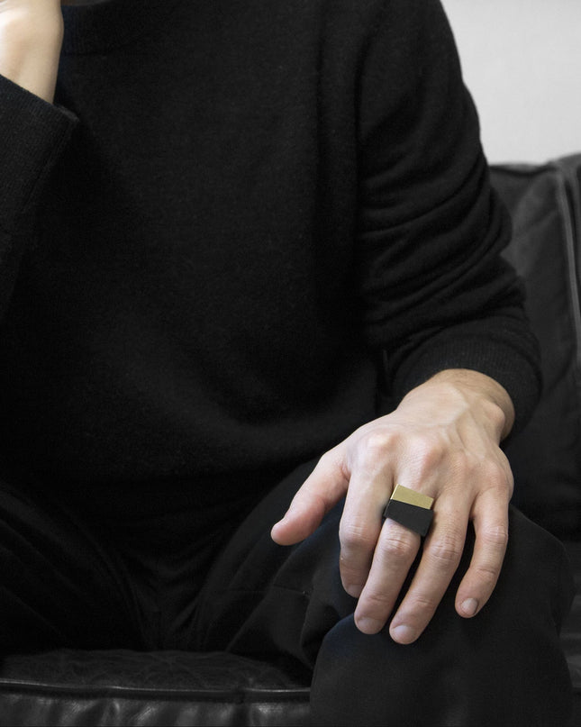 MK3 BLACK RING + BRASS SQUARE RING I Modular Geometric Set-1