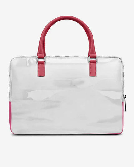 Vegan Designer Luxury Double Pocket Bag 16” BYMANYC ® New York White & Pink 