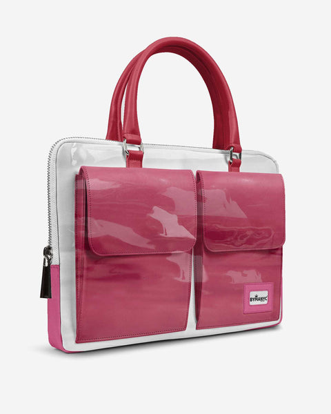 Vegan Designer Luxury Double Pocket Bag 16” BYMANYC ® New York White & Pink-1