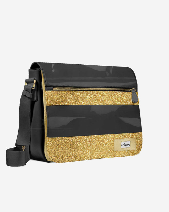 Vegan Gold Messenger Bag 16” | BYMANYC ® New York Luxe Metallic Edition-0