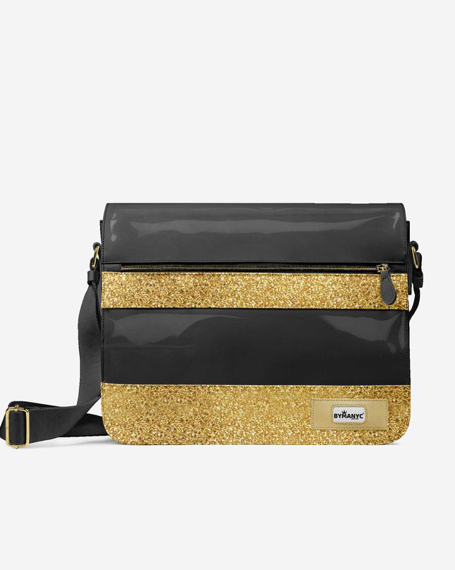 Vegan Gold Messenger Bag 16” | BYMANYC ® New York Luxe Metallic Edition-1