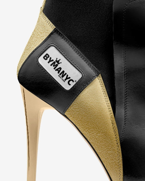 Vegan Heeled Shoe Women BYMANYC ® New York Tribeca Gold Flame-2