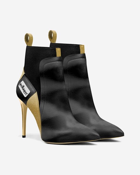 Vegan Heeled Shoe Women BYMANYC ® New York Tribeca Gold Flame-1