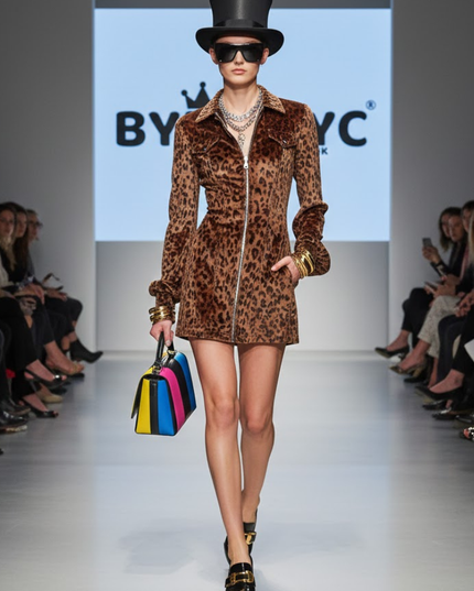 BYMANYC ® New York | Velvet Leopard Zip-Dress | Leopard