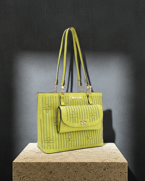 Tote Bag mit Ziernahten – Limette