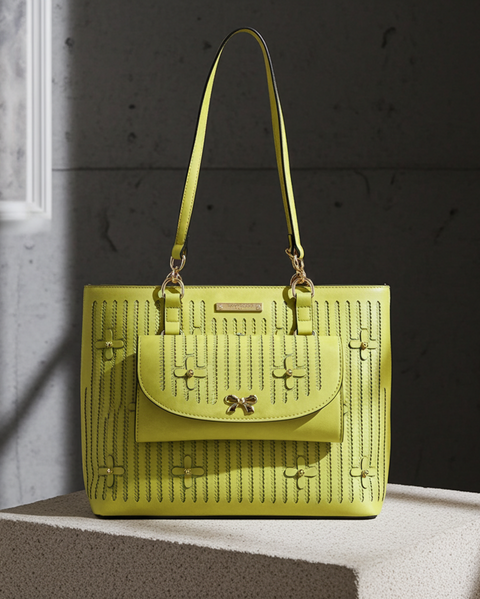 Tote Bag mit Ziernahten – Limette