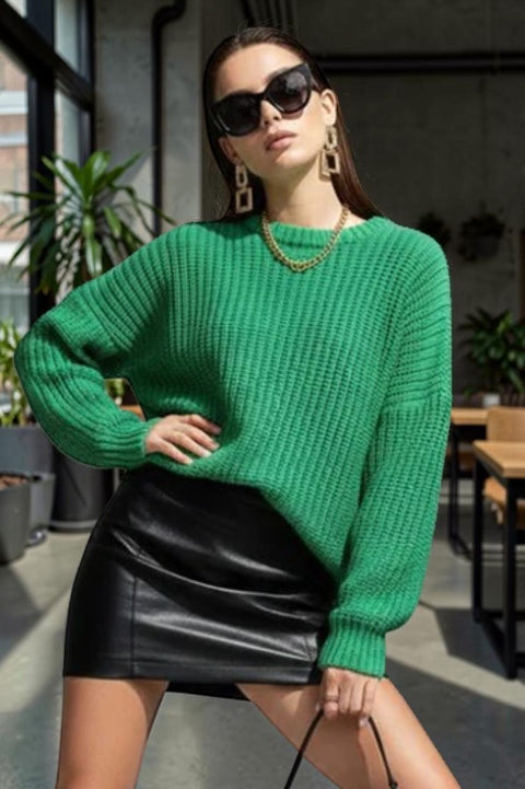 Grüner Chunky-Knit-Pullover CHELSEA: Neue Kollektion COUTURE in NOLITA – BYMANYC ® New York