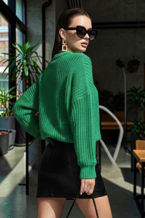 Grüner Chunky-Knit-Pullover CHELSEA: Neue Kollektion COUTURE in NOLITA – BYMANYC ® New York
