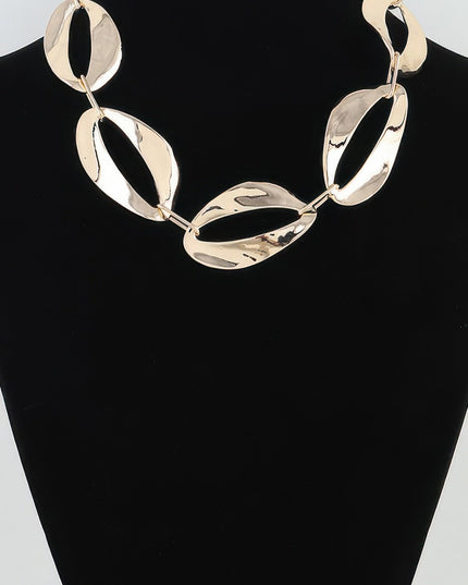 Women's Chain Necklace Hammered Abstract BYMANYC ® New York SCULPTURAL TEXTURED LINK COLLAR - New Collection