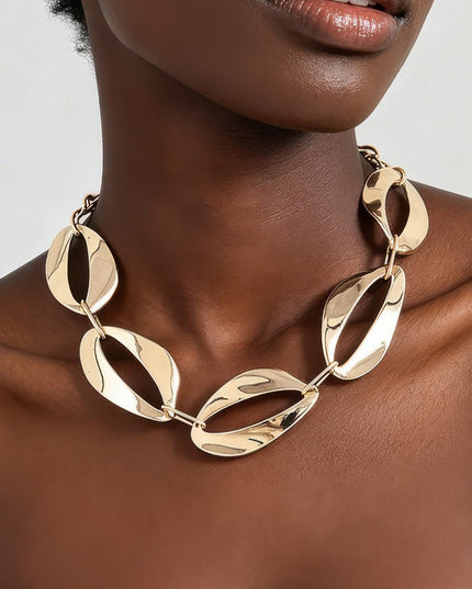 Women's Chain Necklace Hammered Abstract BYMANYC ® New York SCULPTURAL TEXTURED LINK COLLAR - New Collection