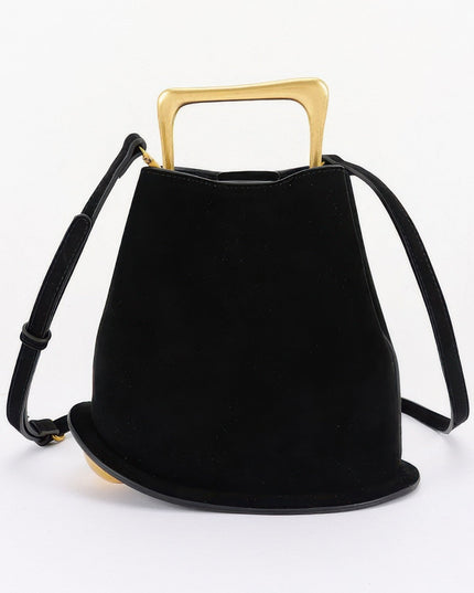 Damen Handtasche Faux Suede Metallgriff