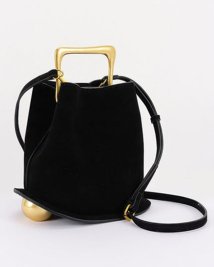 Damen Handtasche Faux Suede Metallgriff