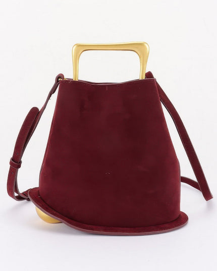 Damen Handtasche Faux Suede Metallgriff