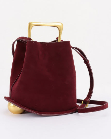 Damen Handtasche Faux Suede Metallgriff