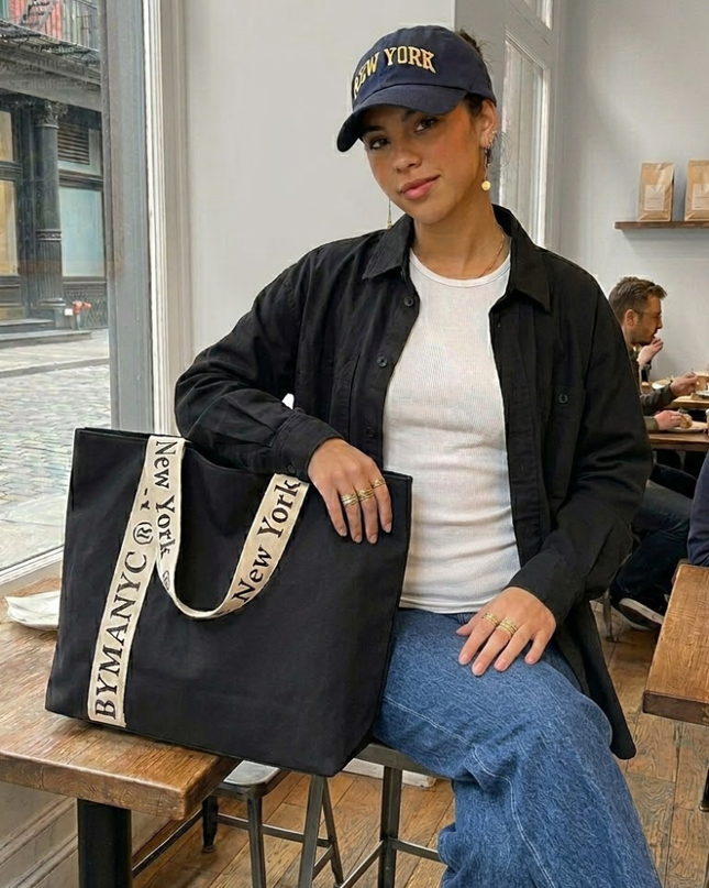 WOMEN'S BAG Black Canvas Tote NOHO - BYMANYC ® New York-0