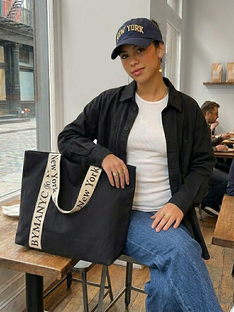 WOMEN'S BAG Black Canvas Tote NOHO - BYMANYC ® New York-0