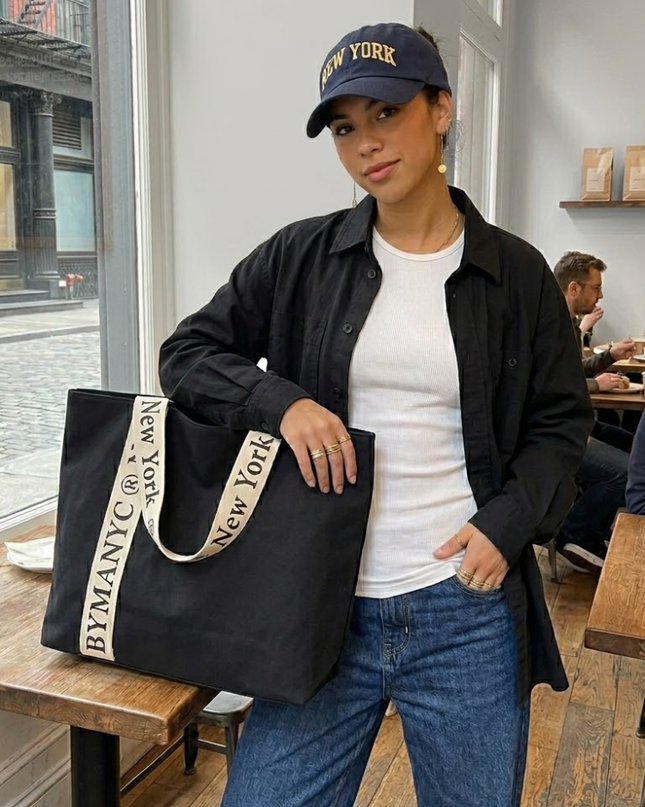 WOMEN'S BAG Black Canvas Tote NOHO - BYMANYC ® New York-1