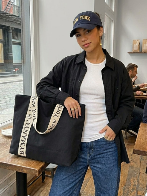WOMEN'S BAG Black Canvas Tote NOHO - BYMANYC ® New York-1