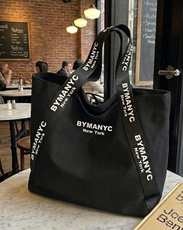 WOMEN'S BAG Black Canvas Tote SOHO - BYMANYC ® New York-0