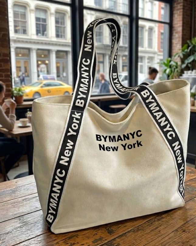 WOMEN'S BAG Cream Canvas Tote SOHO - BYMANYC ® New York-0