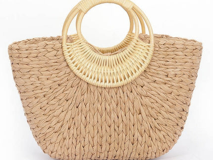 Damen Tote Bag HAMPTONS Faux Straw Khaki