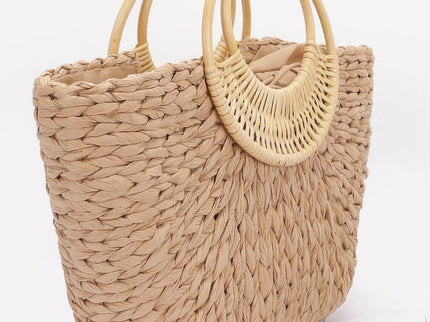 Damen Tote Bag HAMPTONS Faux Straw Khaki