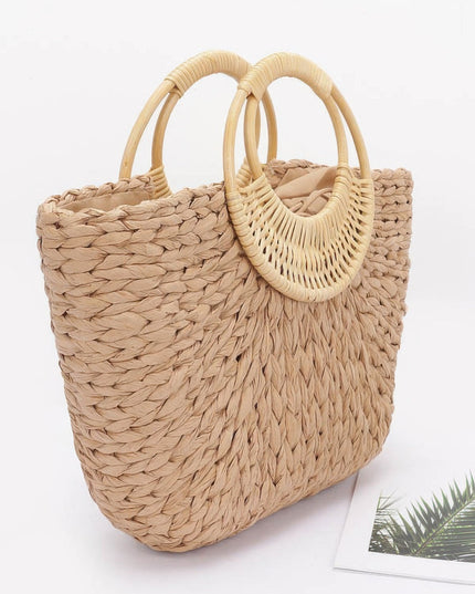 Damen Tote Bag HAMPTONS Faux Straw Khaki