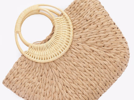 Damen Tote Bag HAMPTONS Faux Straw Khaki