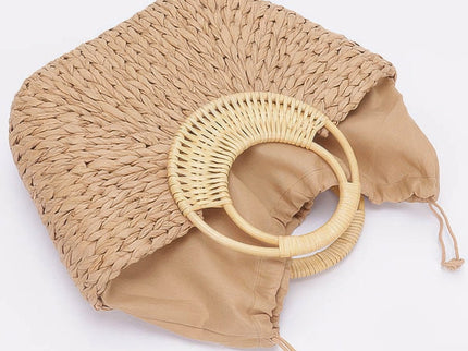 Damen Tote Bag HAMPTONS Faux Straw Khaki