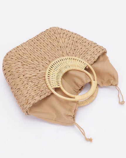 Damen Tote Bag HAMPTONS Faux Straw Khaki