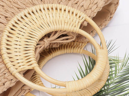 Damen Tote Bag HAMPTONS Faux Straw Khaki