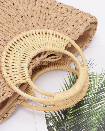 Damen Tote Bag HAMPTONS Faux Straw Khaki