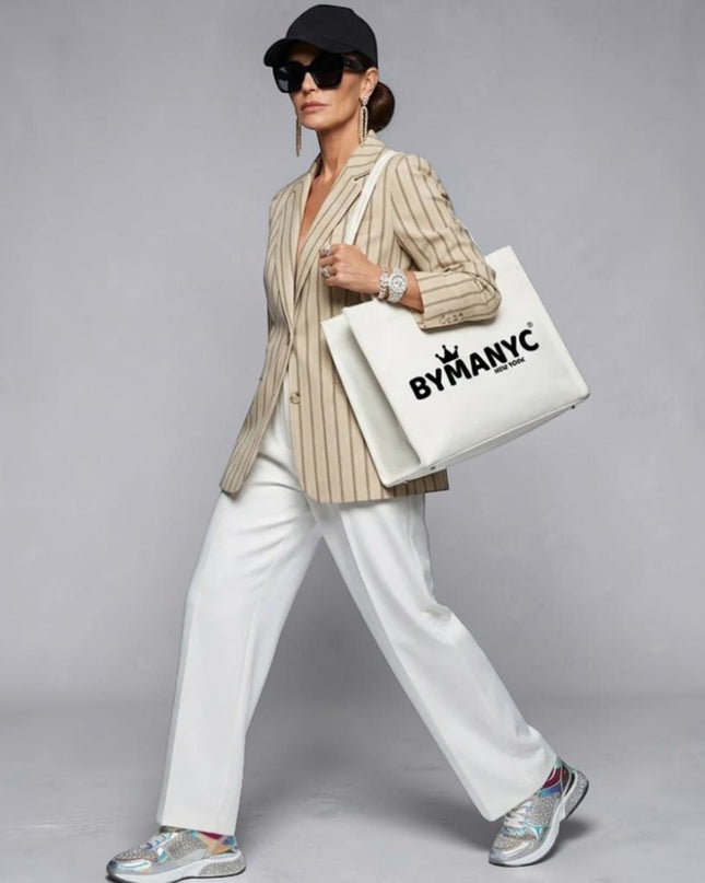 Damen-Blazer Beige Nadelstreifen NOLITA - BYMANYC ® New York