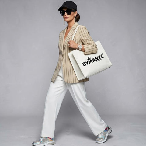 Damen-Blazer Beige Nadelstreifen NOLITA - BYMANYC ® New York