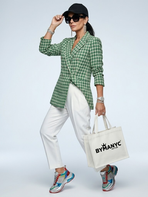 WOMEN'S BLAZER Green Tweed TRIBECA - BYMANYC ® New York-1