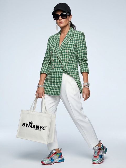 WOMEN'S BLAZER Green Tweed TRIBECA - BYMANYC ® New York-0