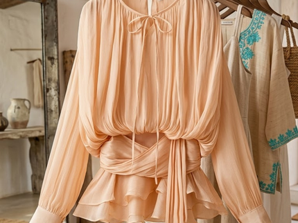 SALADA Plissée-Bluse IBIZA – Champagne