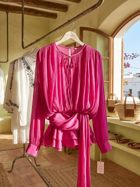 VEDRÁ Plissé-Chiffon-Bluse – Ibiza Collection