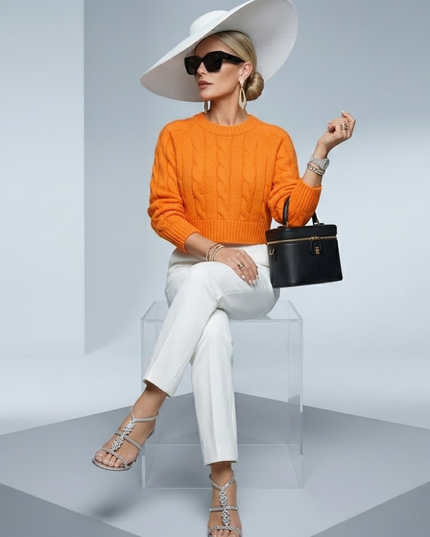 🧶 Damen Pullover Bushwick | New Collection Chic | Orange | One Size