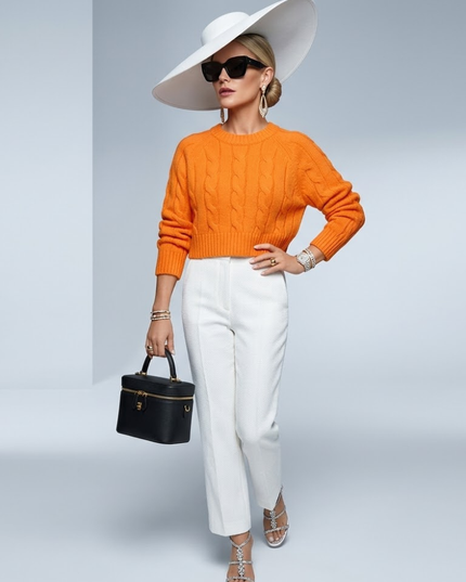 🧶 Damen Pullover Bushwick | New Collection Chic | Orange | One Size