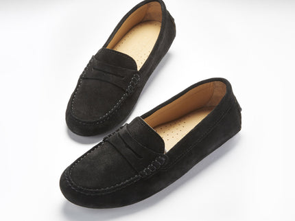 Women's Penny Driving Loafers, black suede