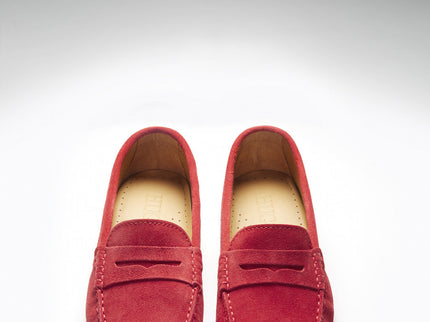 Women's Penny Driving Loafers, red suede