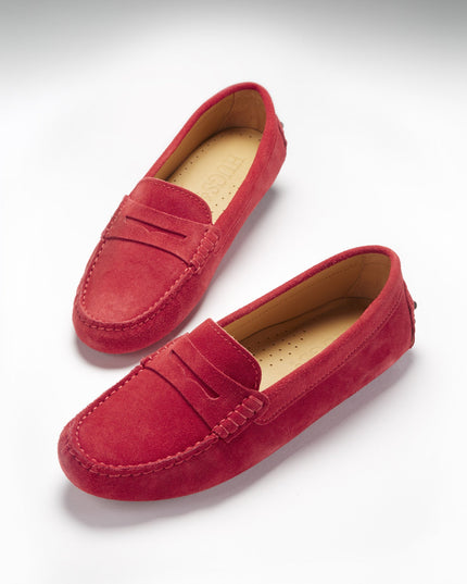 Penny Driving Loafers – Rot Wildleder
