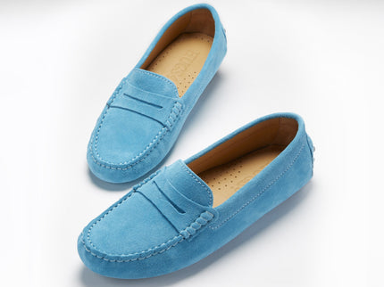 Women's Penny Driving Loafers, turquoise suede