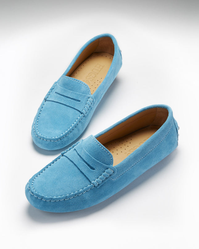 Hugs & Co. Penny Driving Loafers – Turquoise Wildleder