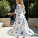 Maxi-Kleid Mediterraner Print Puffarm GRAMERCY – BYMANYC ® New York
