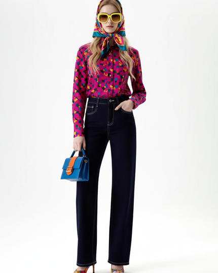 💟FIFTH AVENUE Wide-Leg Cropped Jeans | Dark Blue